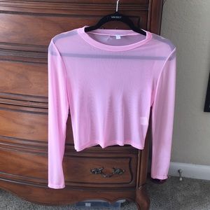 Pink mesh crop top-one size